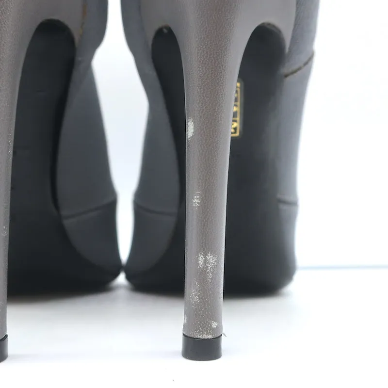 Balenciaga Stretch Open Toe Booties Gray Size 37.5 High Heel Ankle Boots