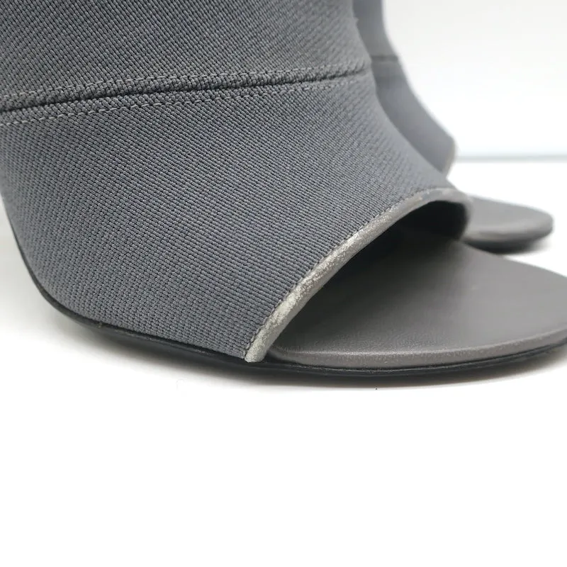 Balenciaga Stretch Open Toe Booties Gray Size 37.5 High Heel Ankle Boots
