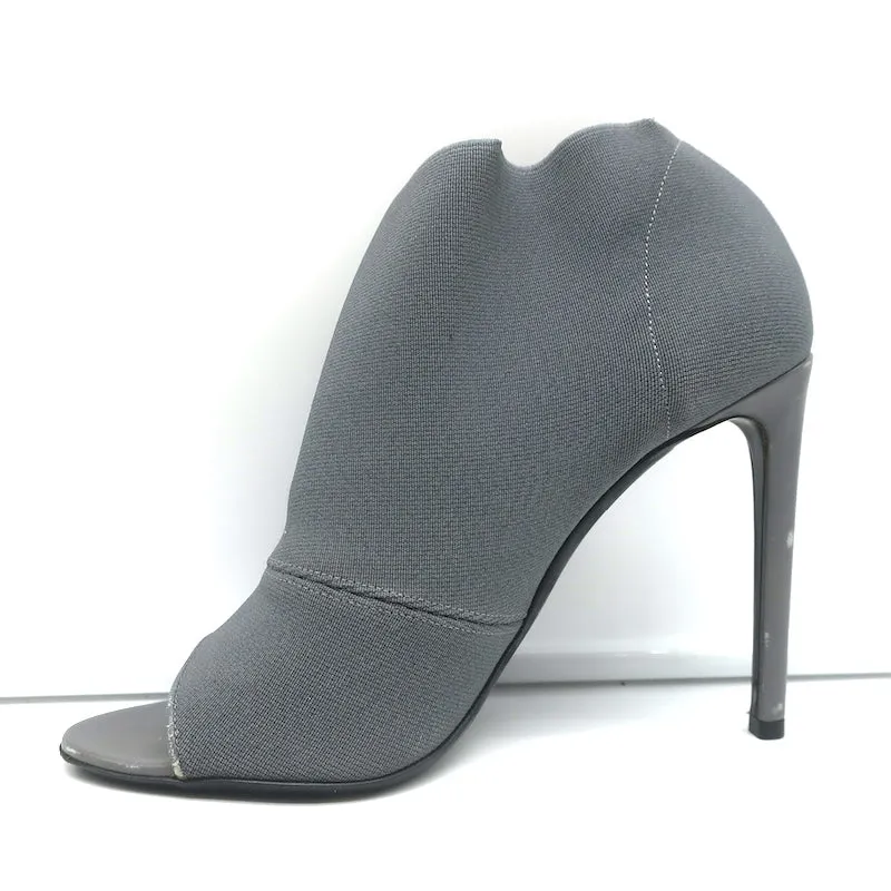 Balenciaga Stretch Open Toe Booties Gray Size 37.5 High Heel Ankle Boots
