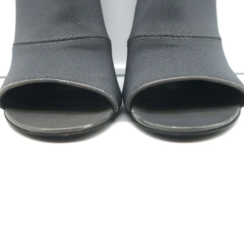 Balenciaga Stretch Open Toe Booties Gray Size 37.5 High Heel Ankle Boots