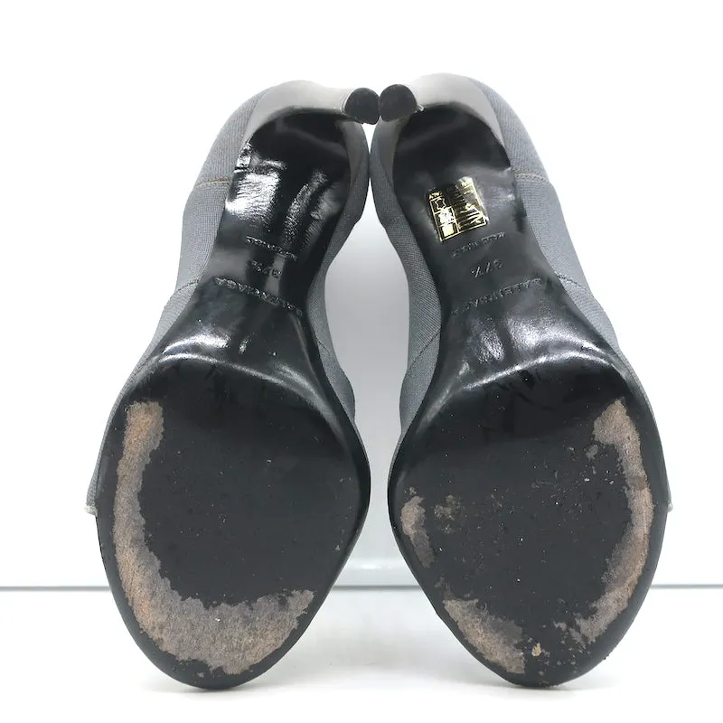 Balenciaga Stretch Open Toe Booties Gray Size 37.5 High Heel Ankle Boots