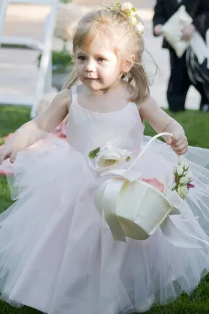 Ball Gown Tulle Elastic Woven Satin Ankle-length Flower Girl Dresses OHR020