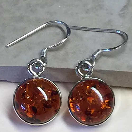 Baltic Amber 925 Solid Sterling Silver Earrings 25mm