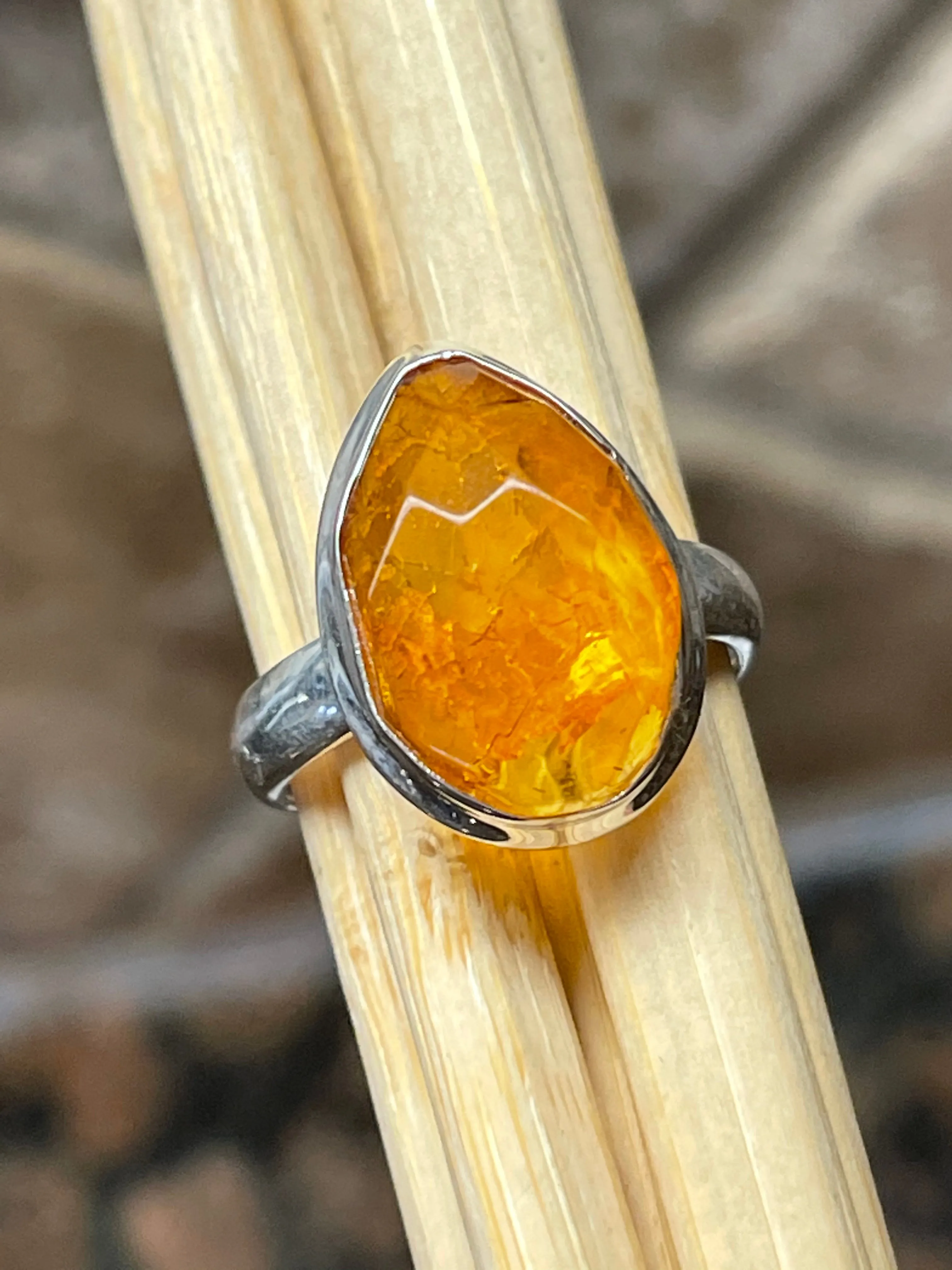Baltic Amber 925 Solid Sterling Silver Ring Size 67.5