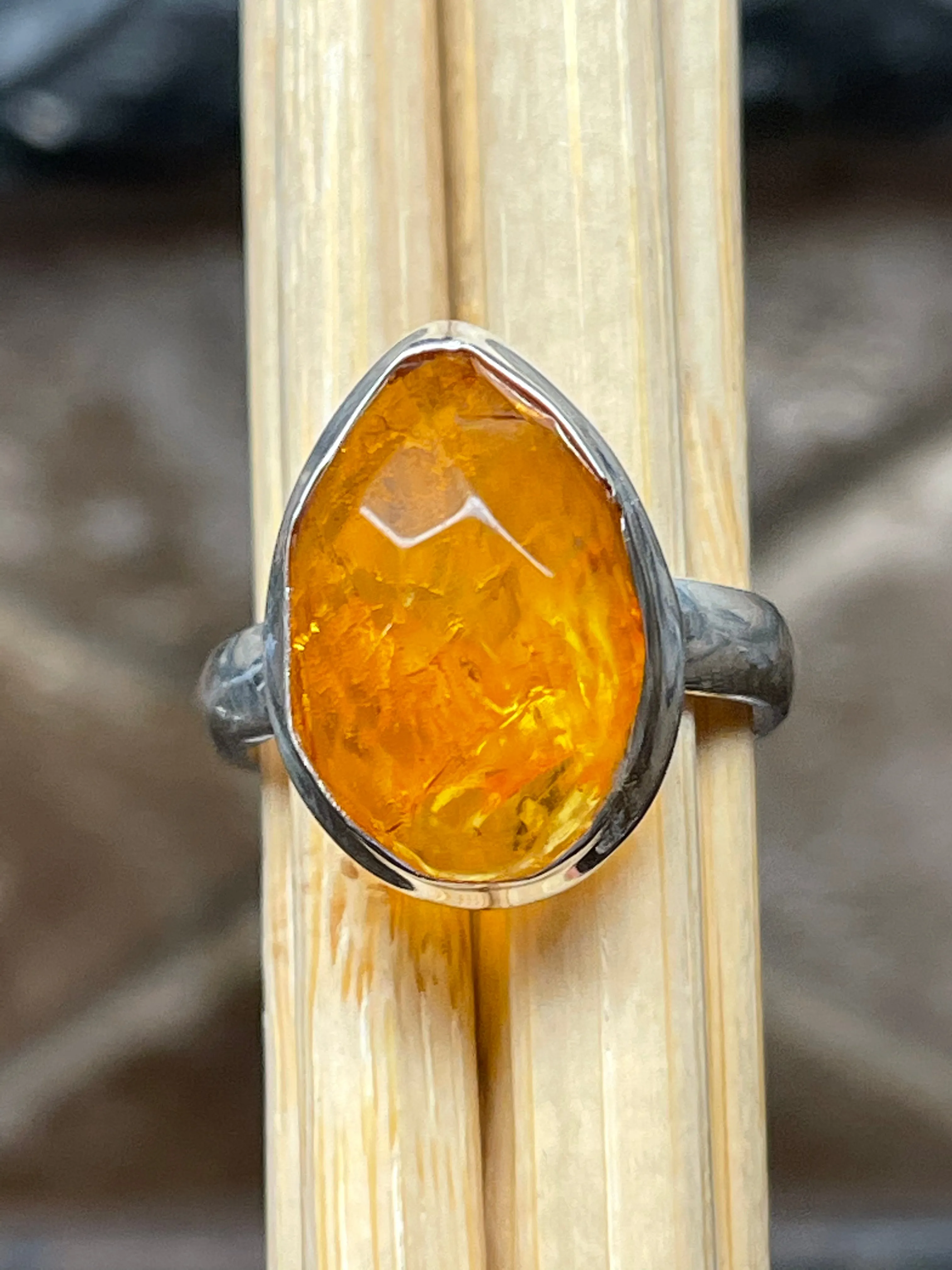 Baltic Amber 925 Solid Sterling Silver Ring Size 67.5