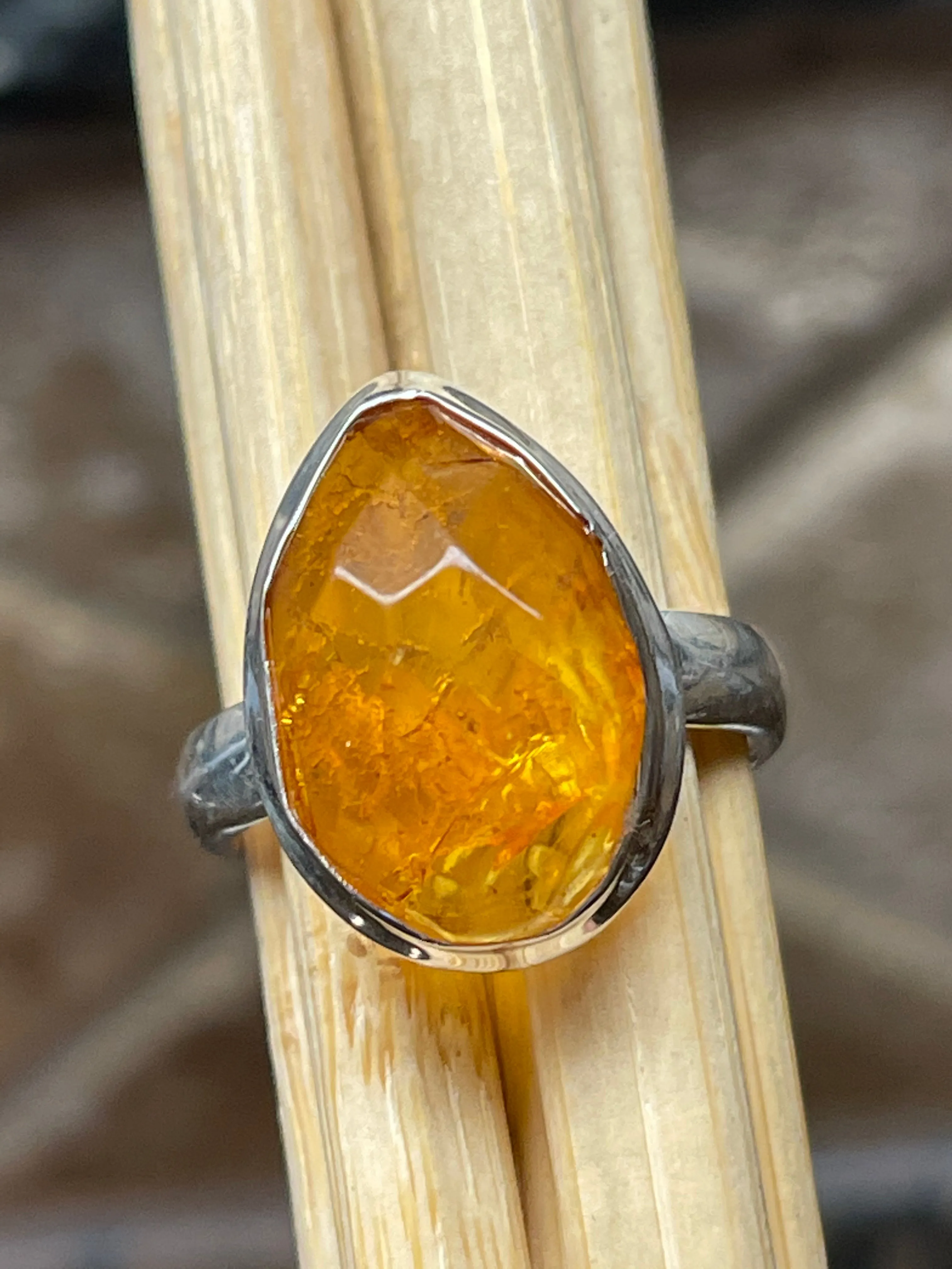 Baltic Amber 925 Solid Sterling Silver Ring Size 67.5