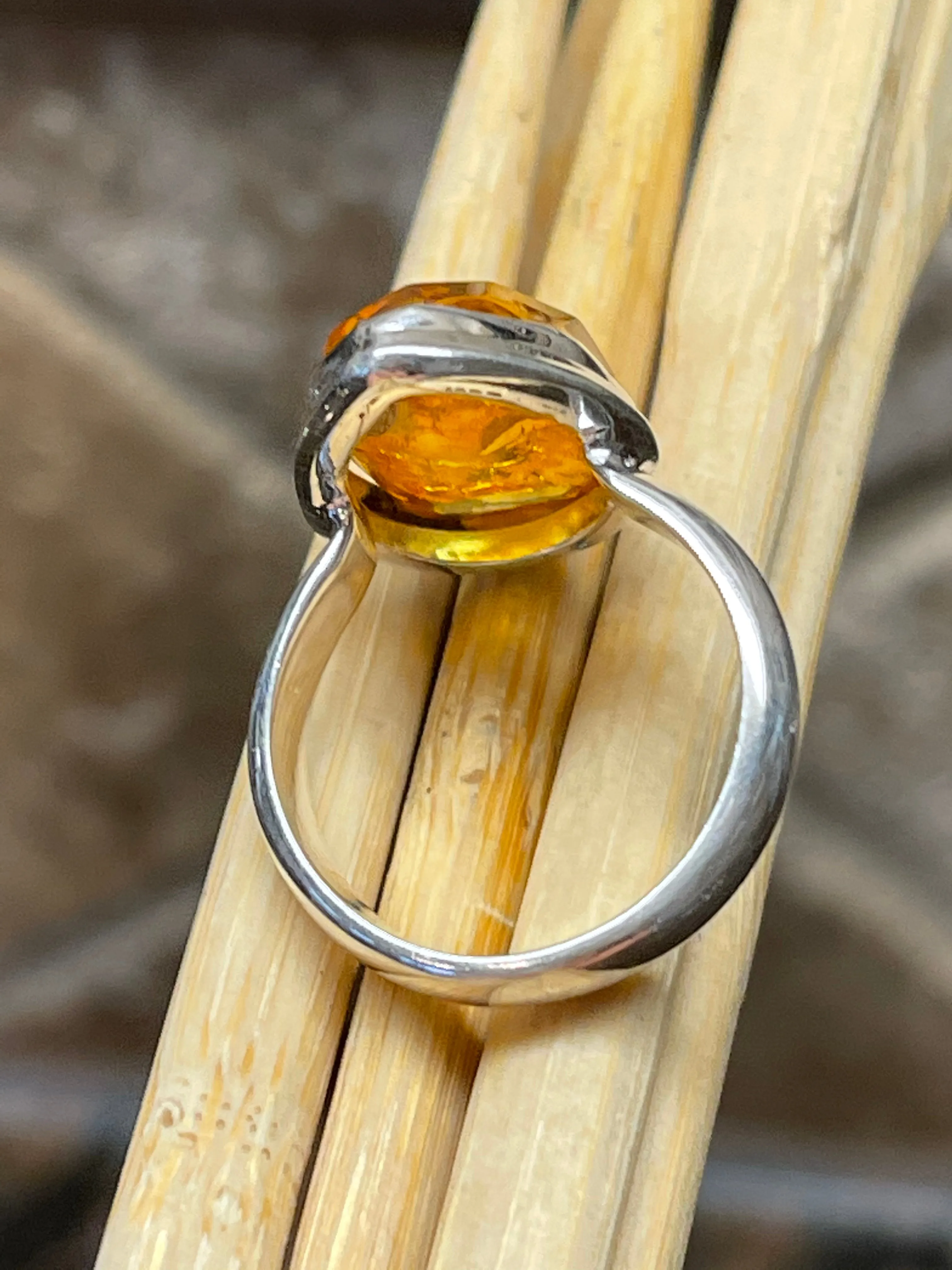 Baltic Amber 925 Solid Sterling Silver Ring Size 67.5