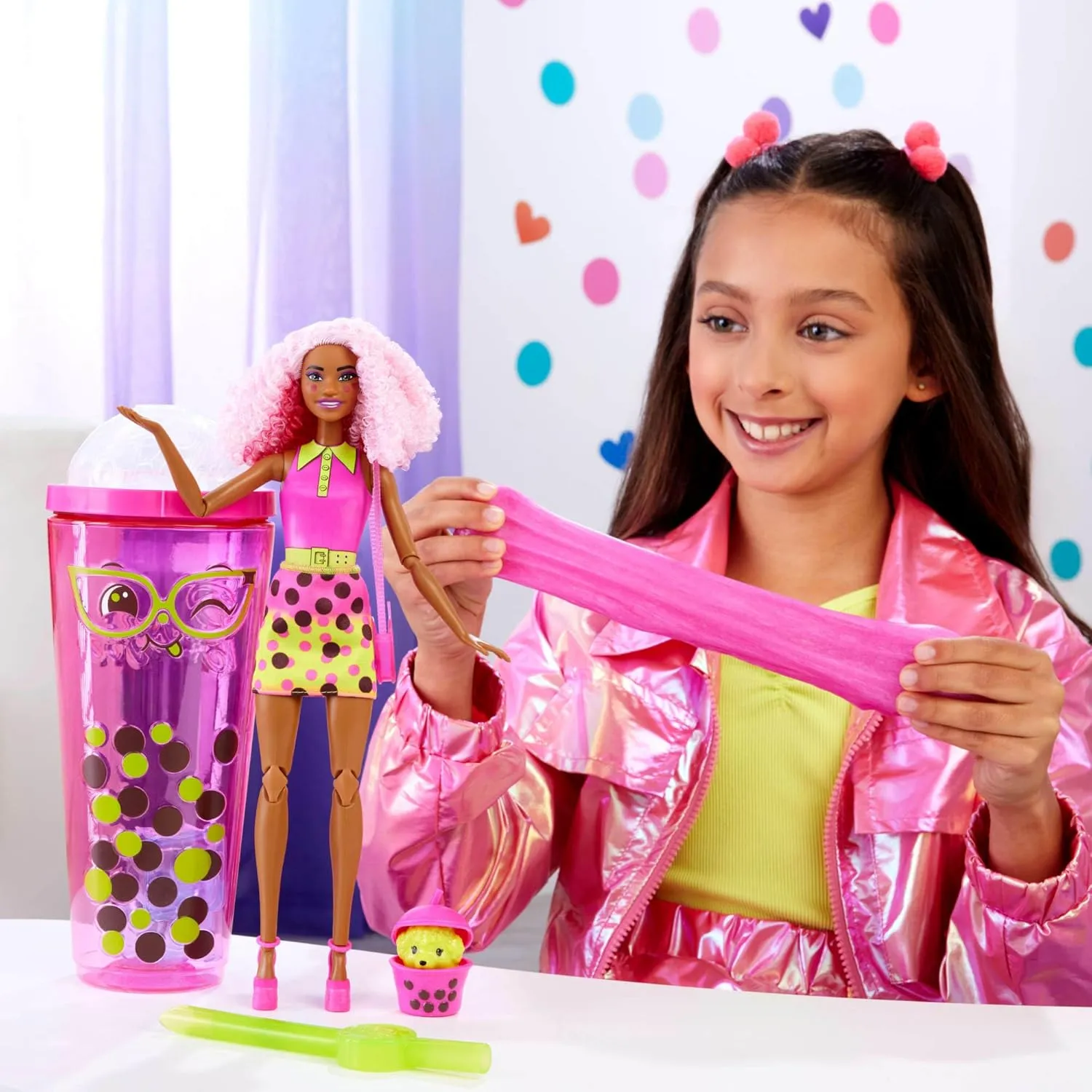 Barbie Pop Reveal Doll & Accessories, Bubble Tea Series with Pet, 8 Surprises Include Color Change, Cup with Storage (Styles May Vary) - open_box