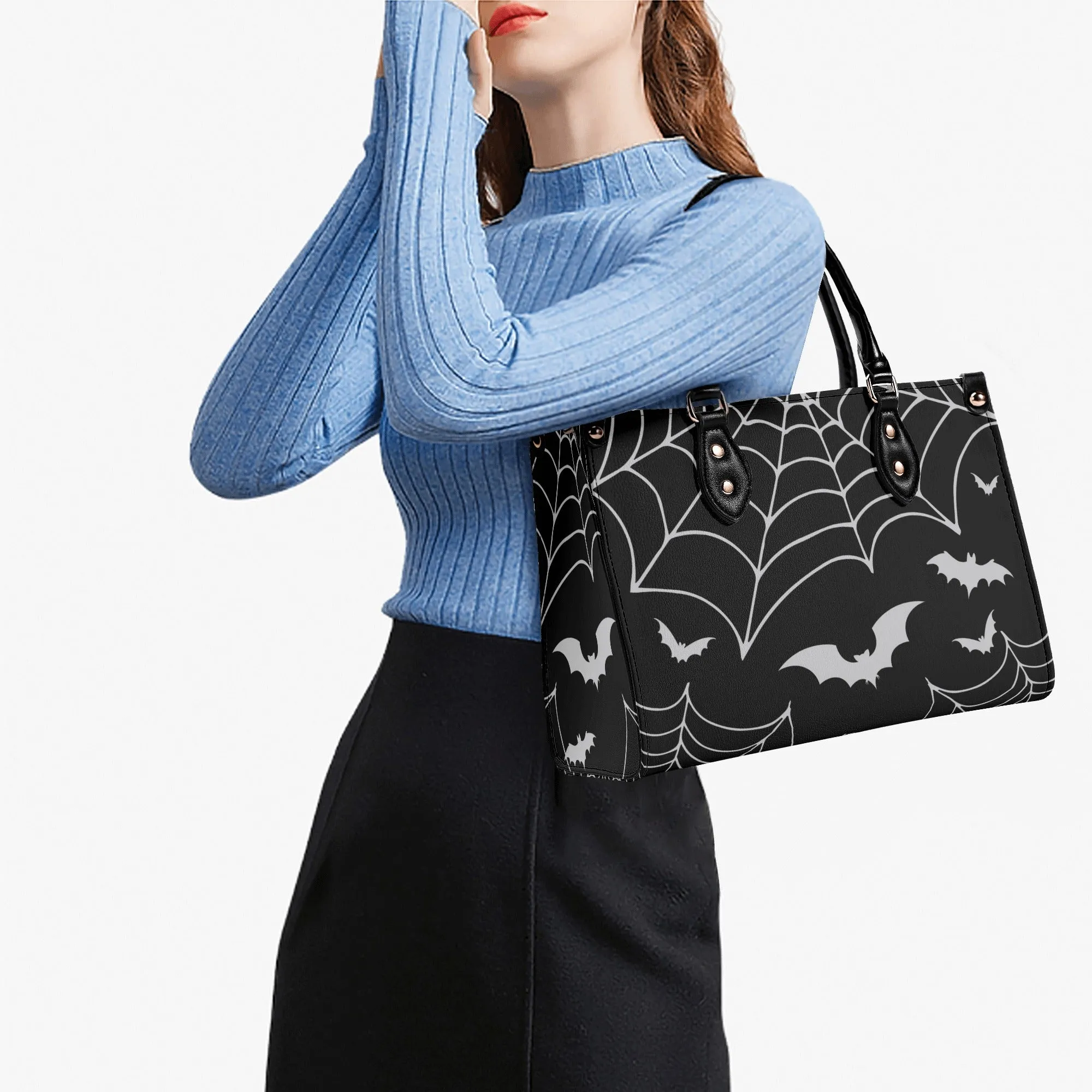 Bats & Spiderwebs Goth Luxury Women PU Leather Handbag