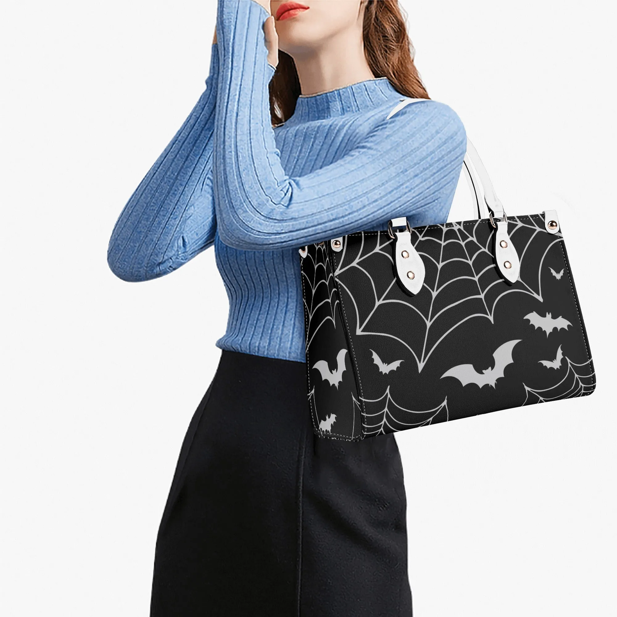 Bats & Spiderwebs Goth Luxury Women PU Leather Handbag