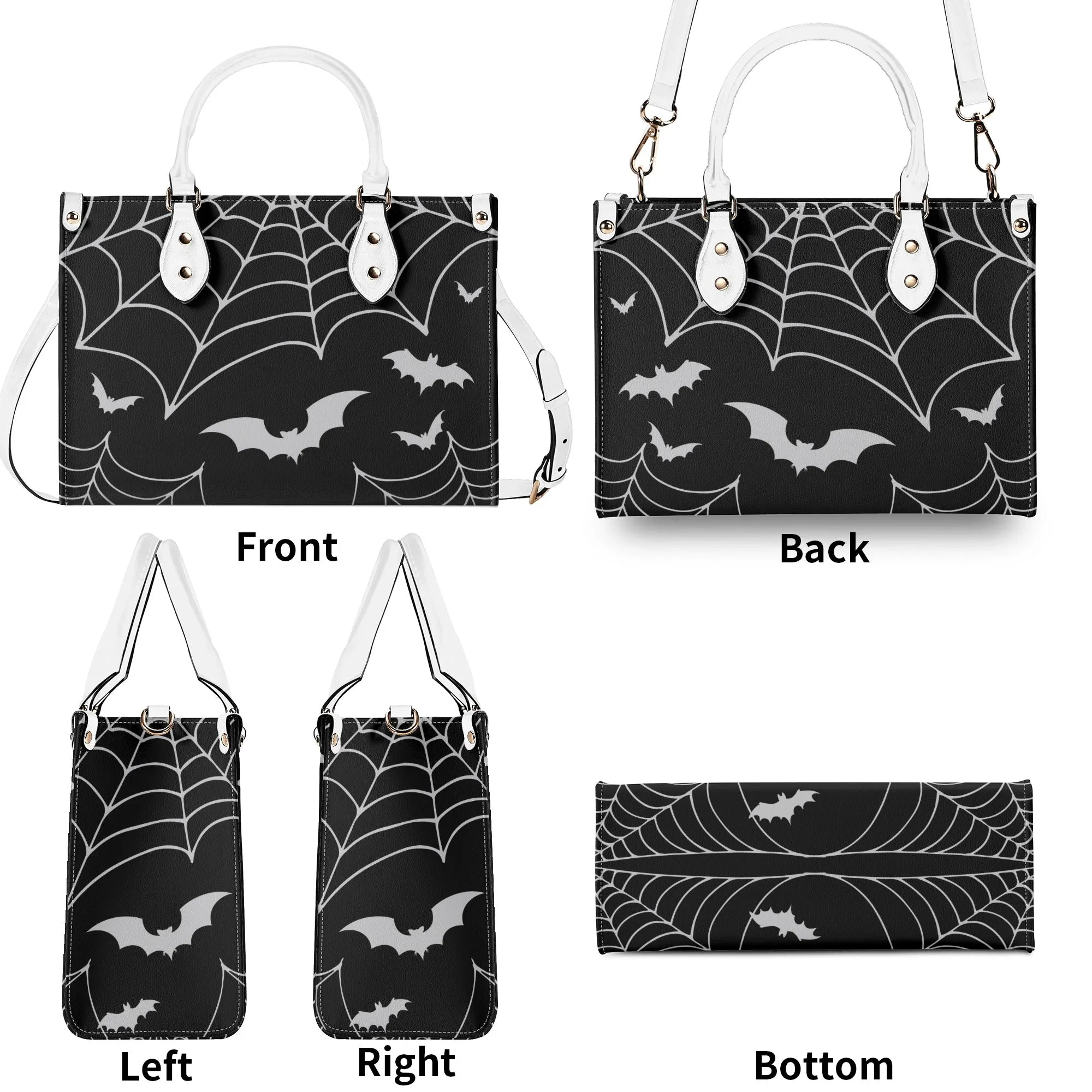 Bats & Spiderwebs Goth Luxury Women PU Leather Handbag