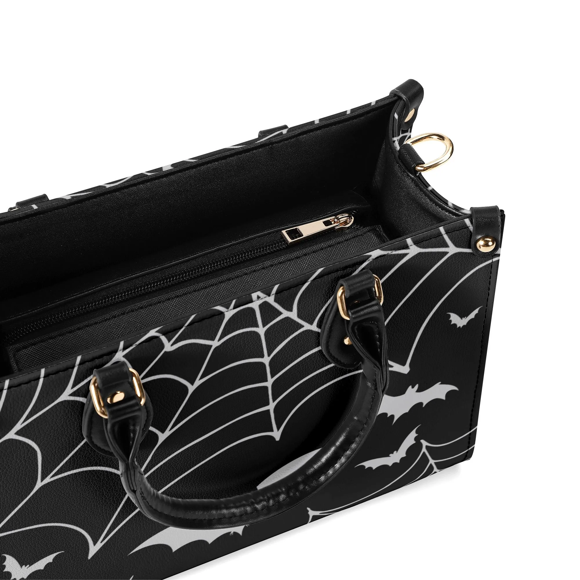 Bats & Spiderwebs Goth Luxury Women PU Leather Handbag