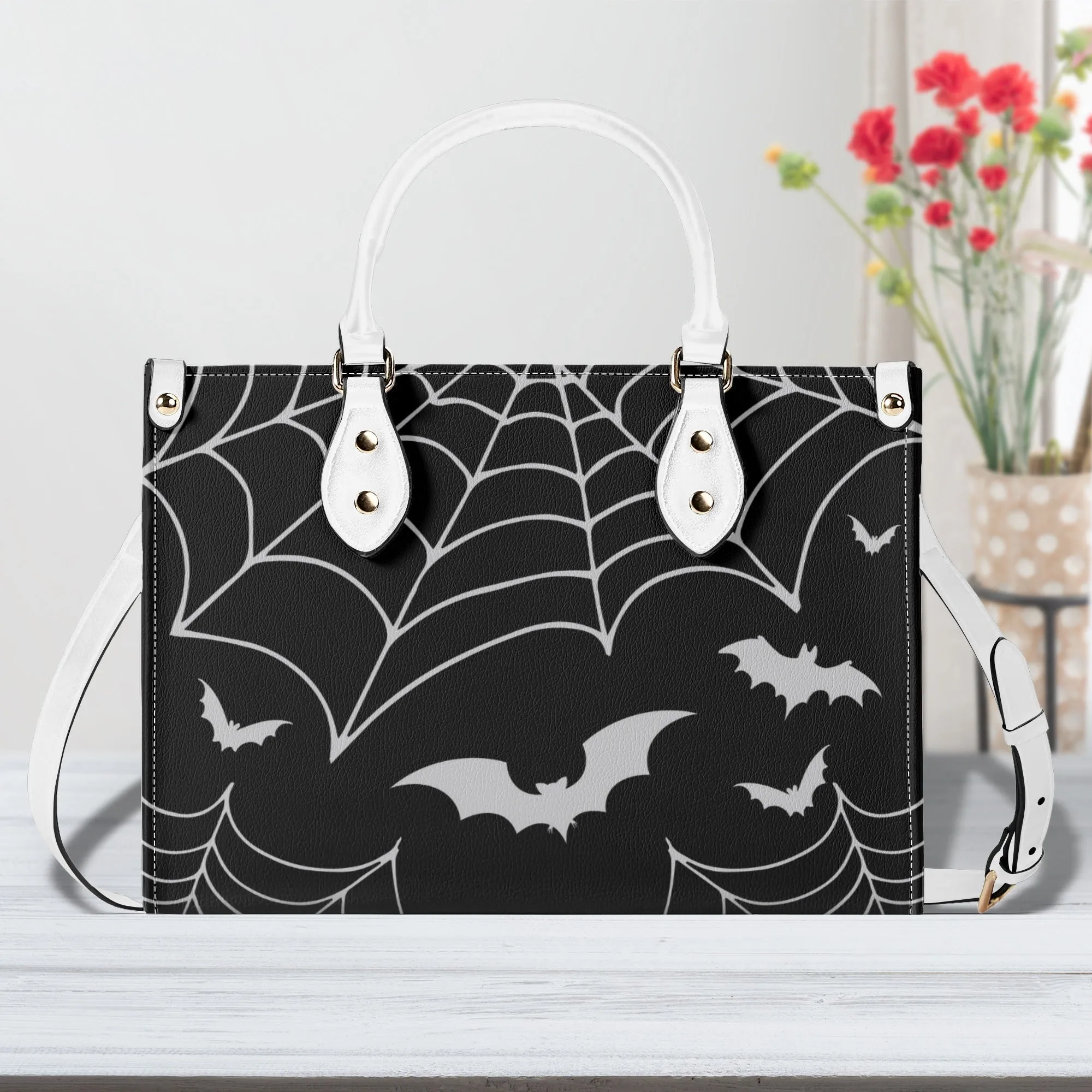 Bats & Spiderwebs Goth Luxury Women PU Leather Handbag