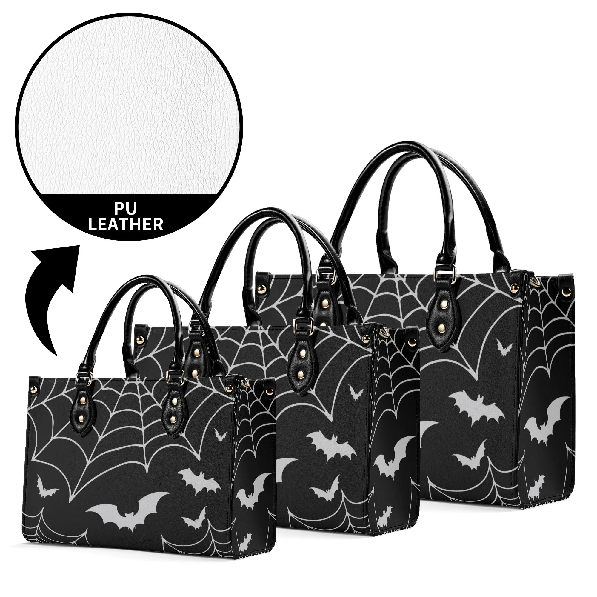 Bats & Spiderwebs Goth Luxury Women PU Leather Handbag
