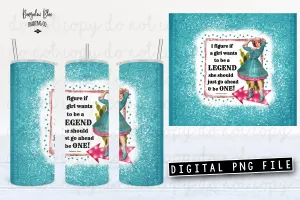 Be a Legend Calamity Jane Quote Retro Cowgirl 20 oz Skinny Tumbler Seamless Design Wrap Digital Download