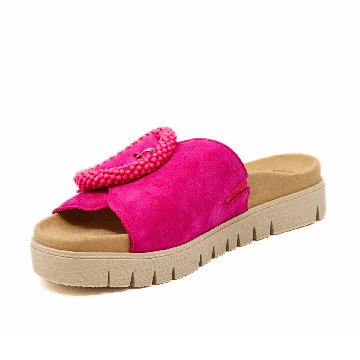 Beaded Buckle Sandal Fuchsia