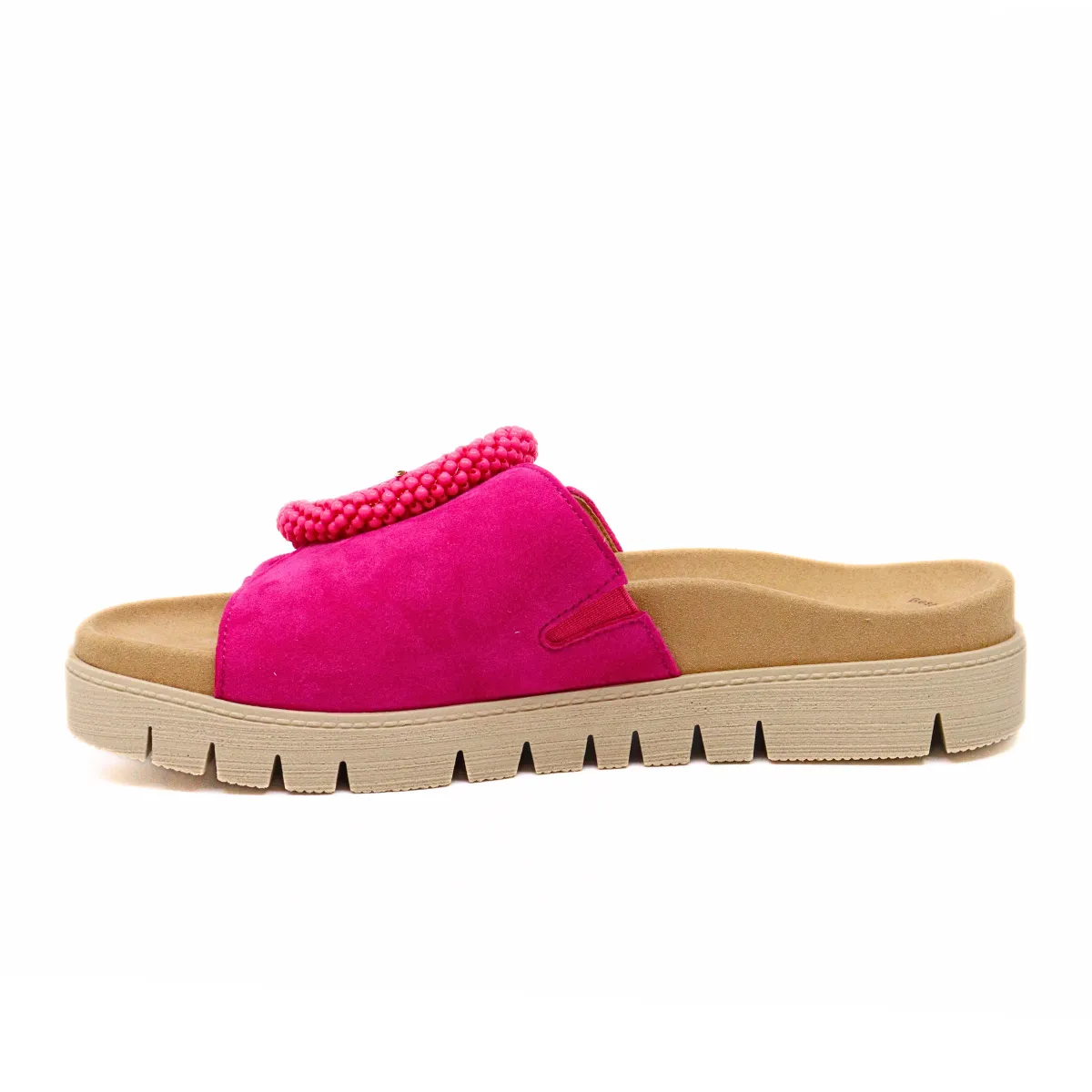Beaded Buckle Sandal Fuchsia