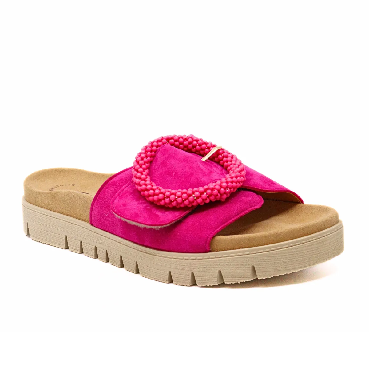 Beaded Buckle Sandal Fuchsia