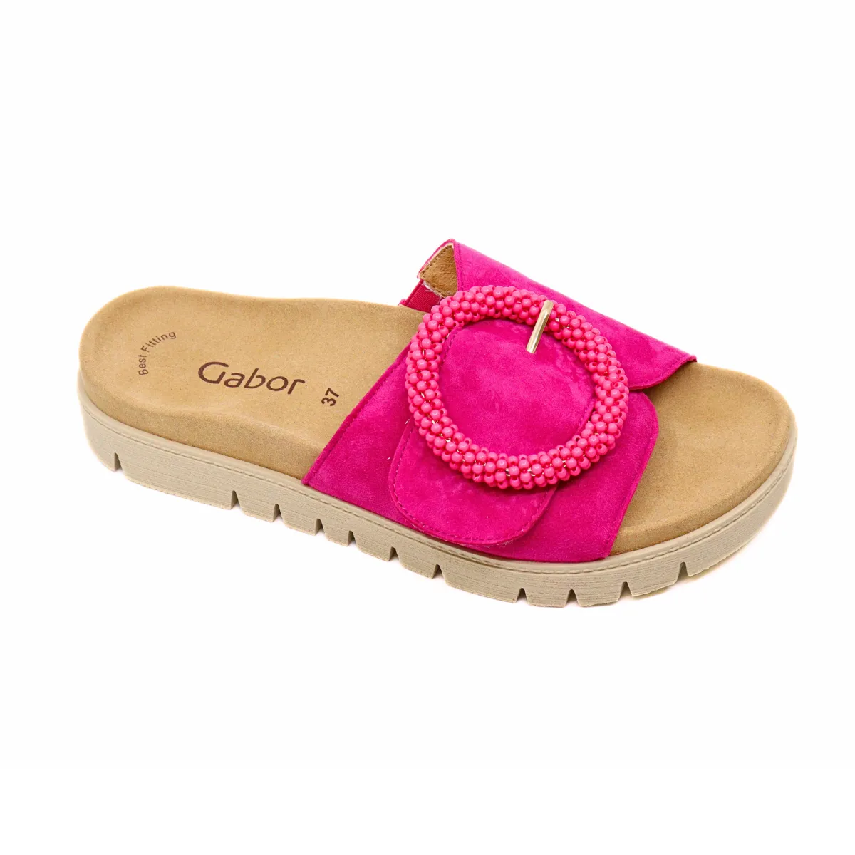 Beaded Buckle Sandal Fuchsia