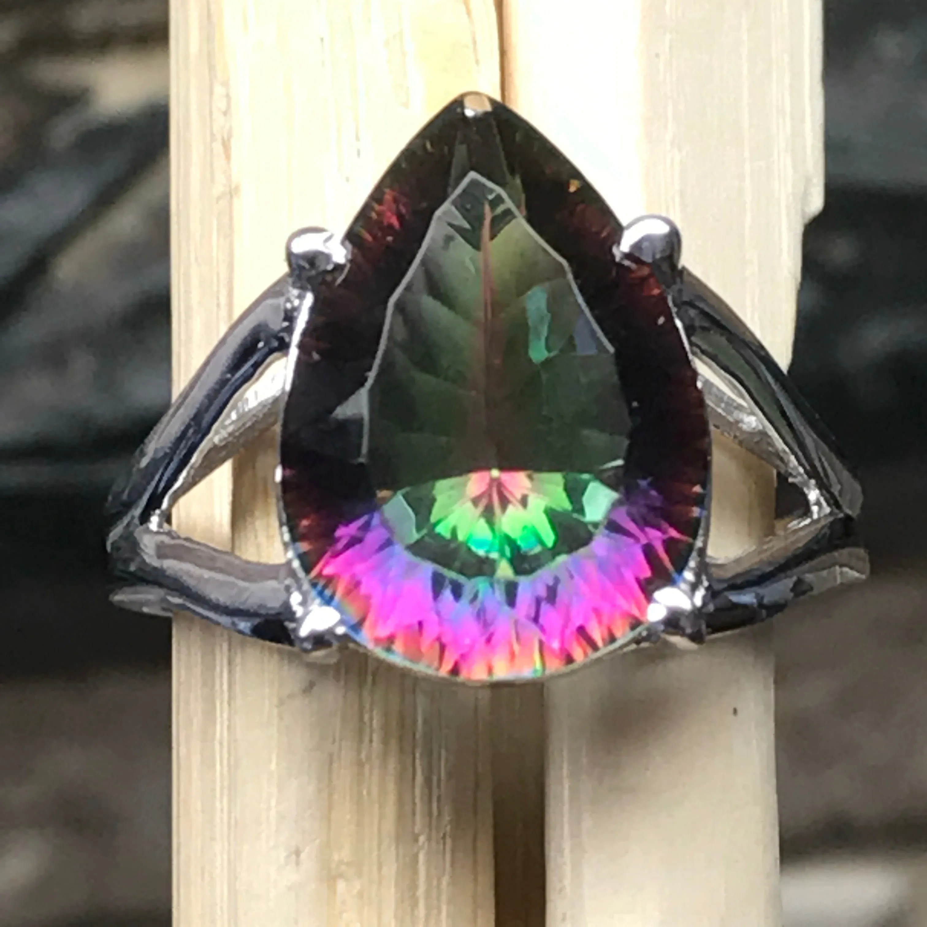 Beautiful 2.5ct Mystic Topaz 925 Solid Sterling Silver Ring Size 5, 6, 7, 8, 9