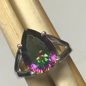 Beautiful 2.5ct Mystic Topaz 925 Solid Sterling Silver Ring Size 5, 6, 7, 8, 9