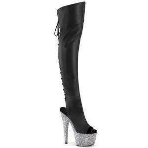 BEJEWELED-3019MS-7  Black Faux Leather/Silver AB RS