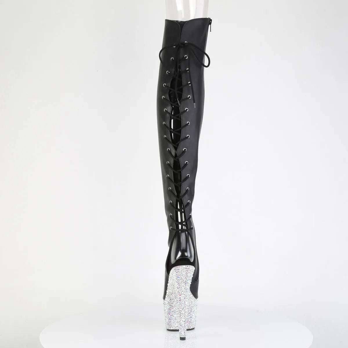 BEJEWELED-3019MS-7  Black Faux Leather/Silver AB RS
