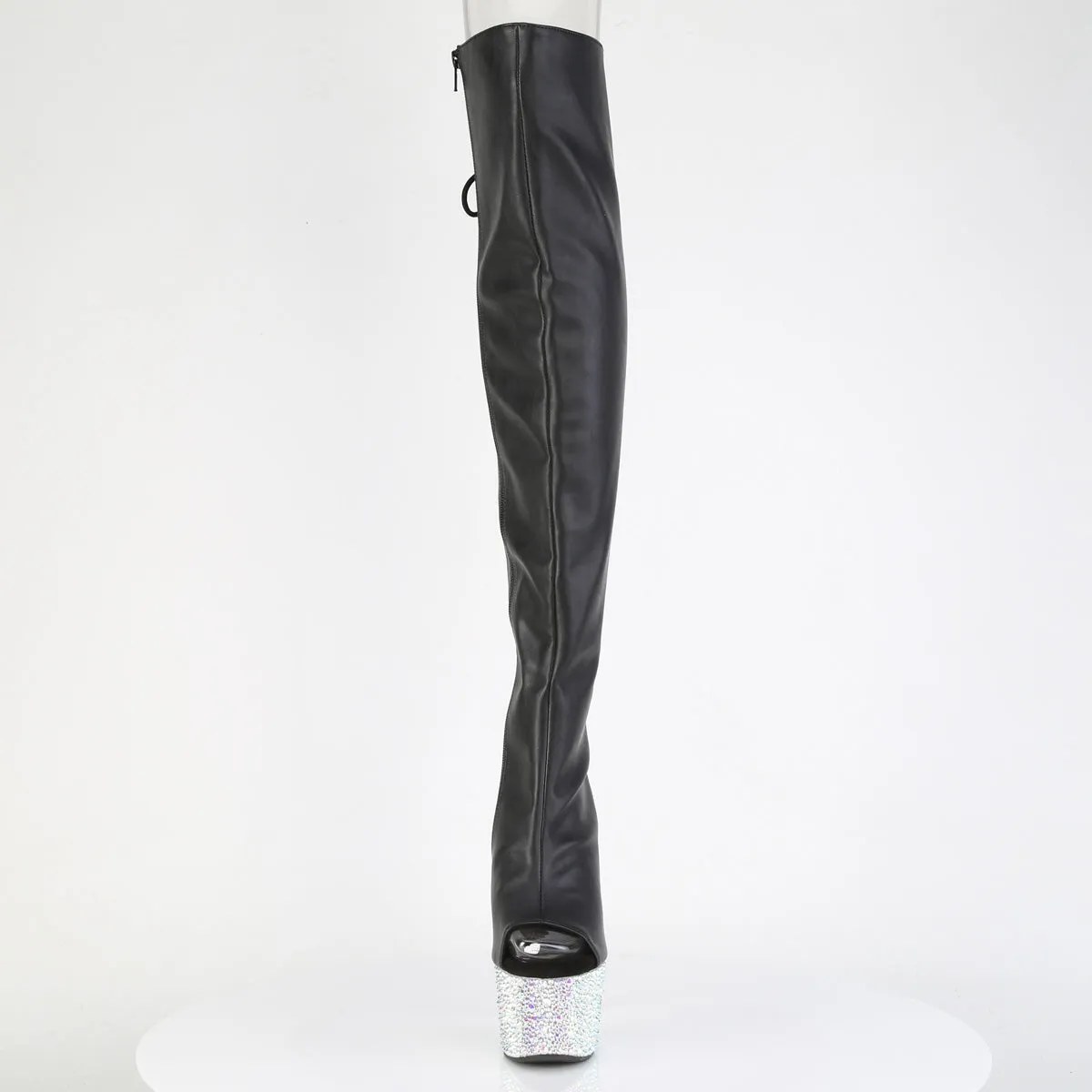 BEJEWELED-3019MS-7  Black Faux Leather/Silver AB RS