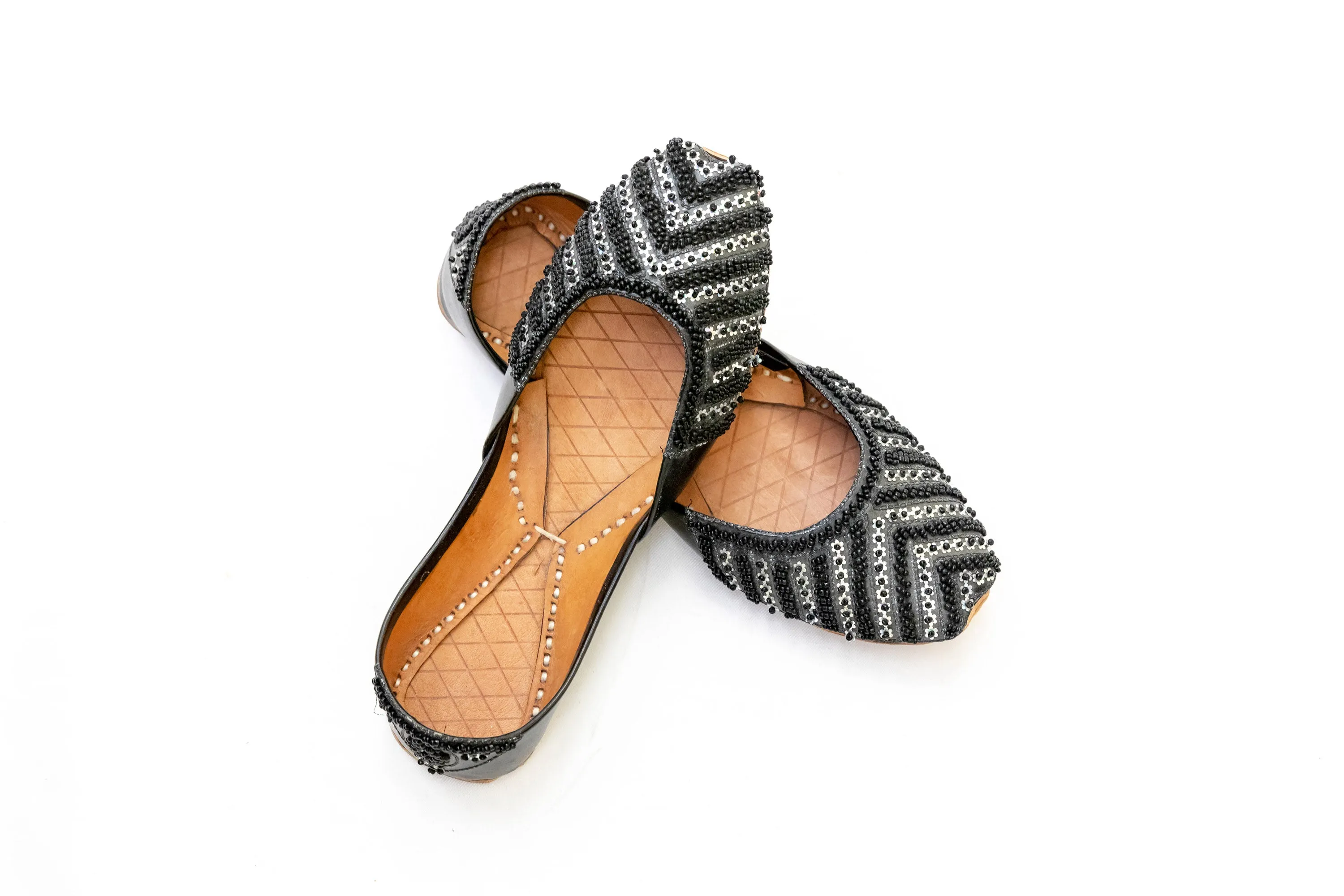 Black & Silver Jutti Khussa - Shoes - Women's