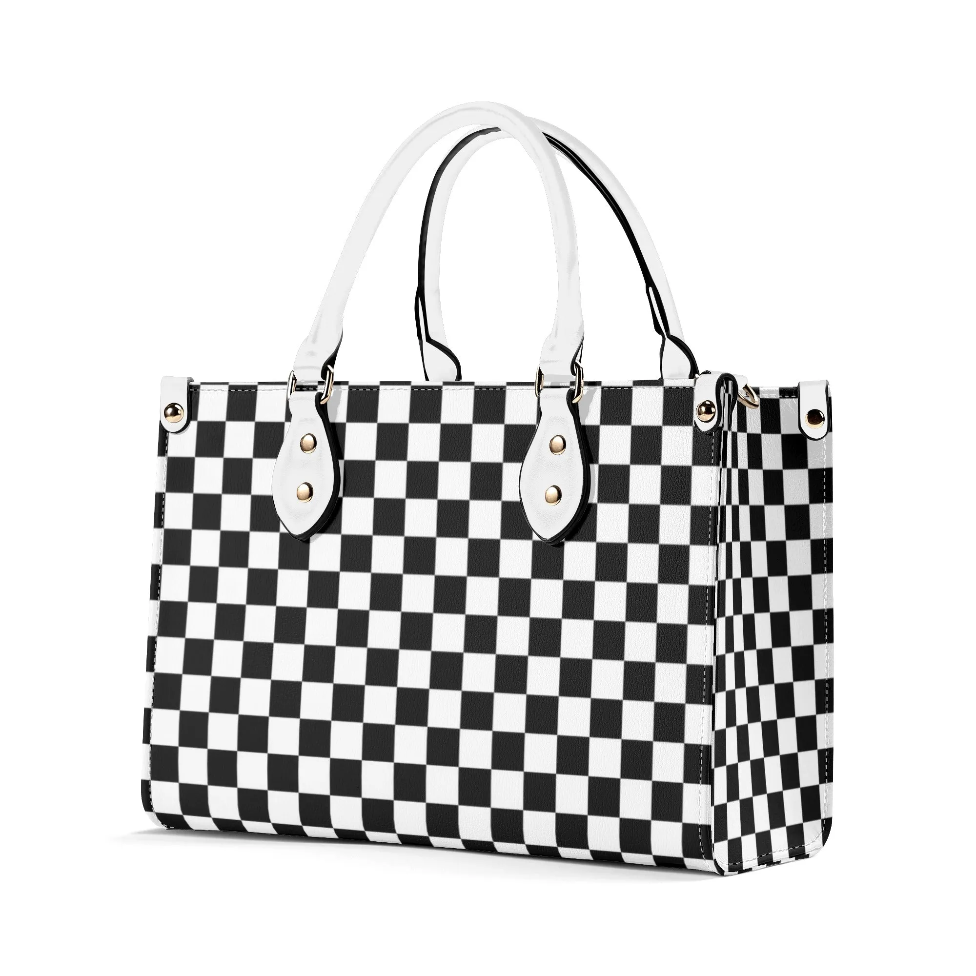 Black & White Checkered Luxury Women PU Leather Handbag