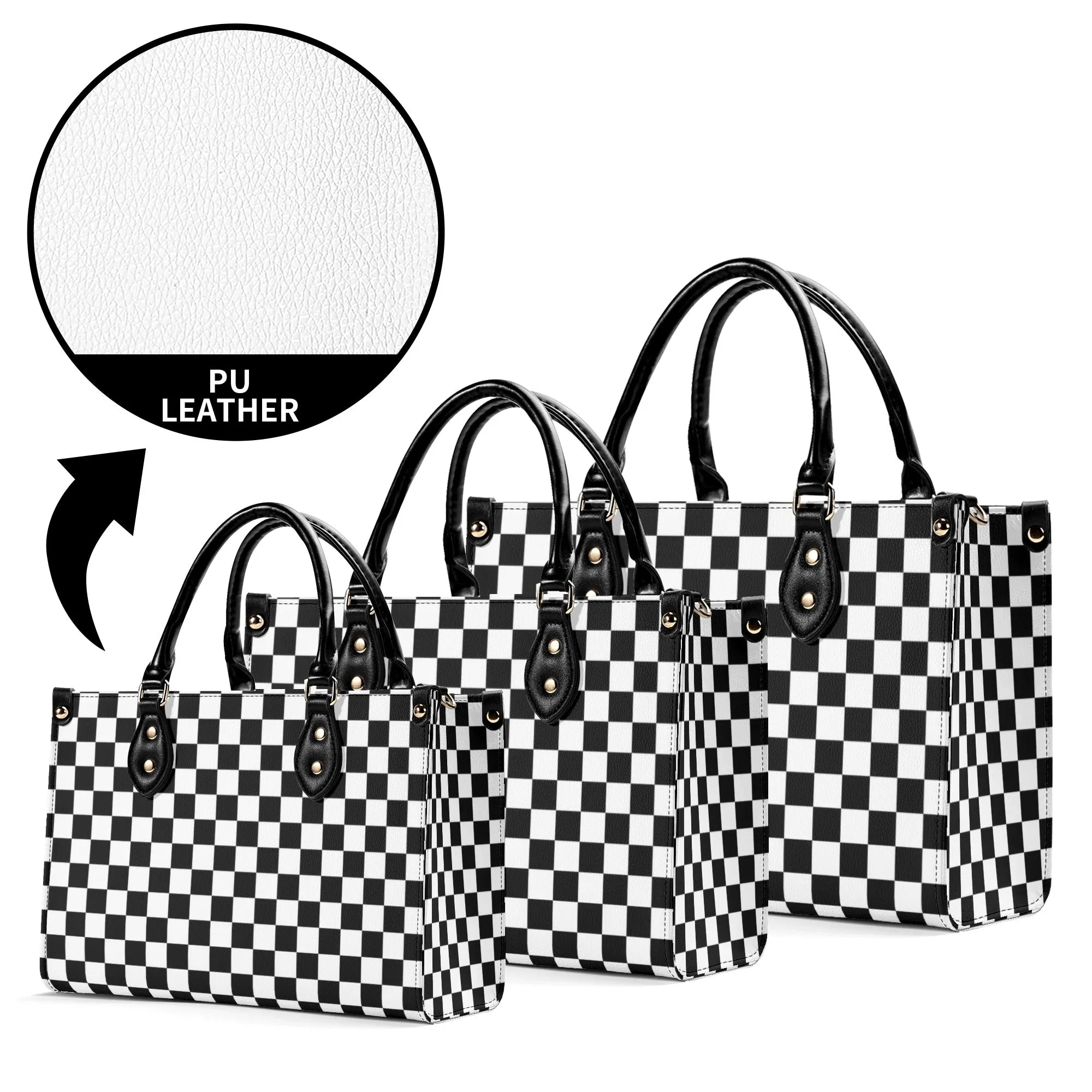 Black & White Checkered Luxury Women PU Leather Handbag