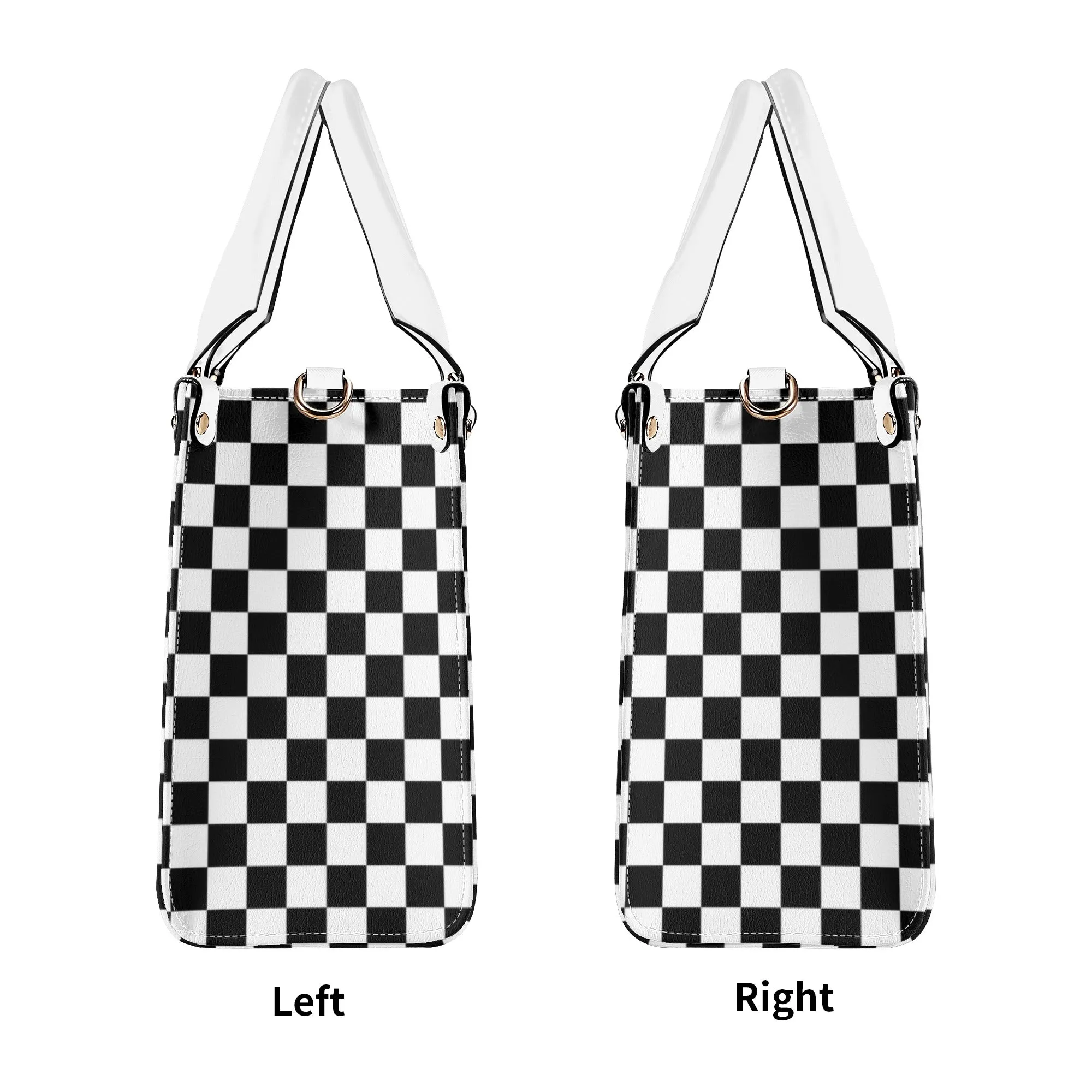 Black & White Checkered Luxury Women PU Leather Handbag