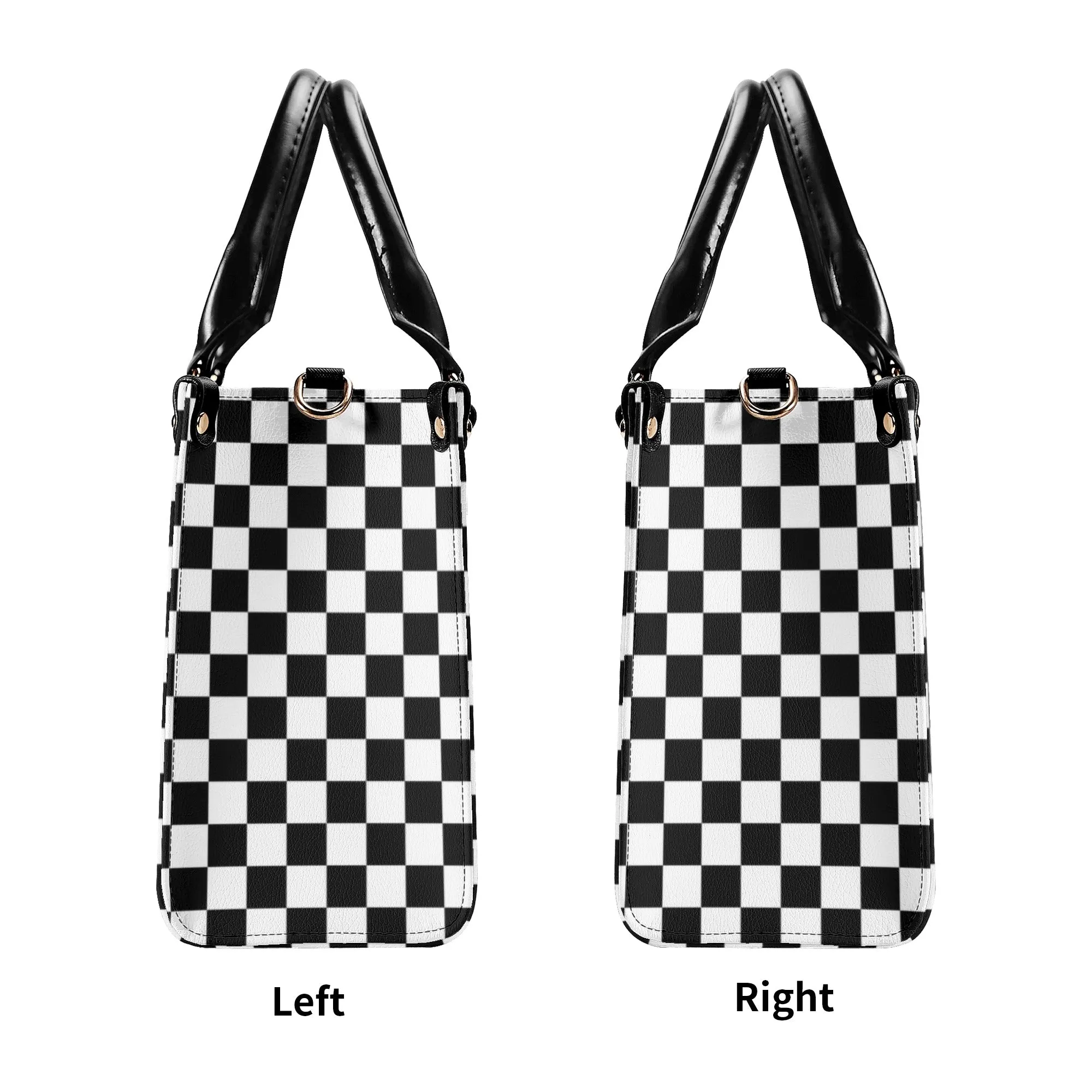 Black & White Checkered Luxury Women PU Leather Handbag
