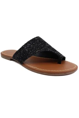 Black Glitter Handmade Toe Ring Miami Sandal 1/17/23 5300
