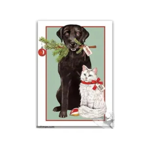 Black Lab and Kitty Christmas Cards