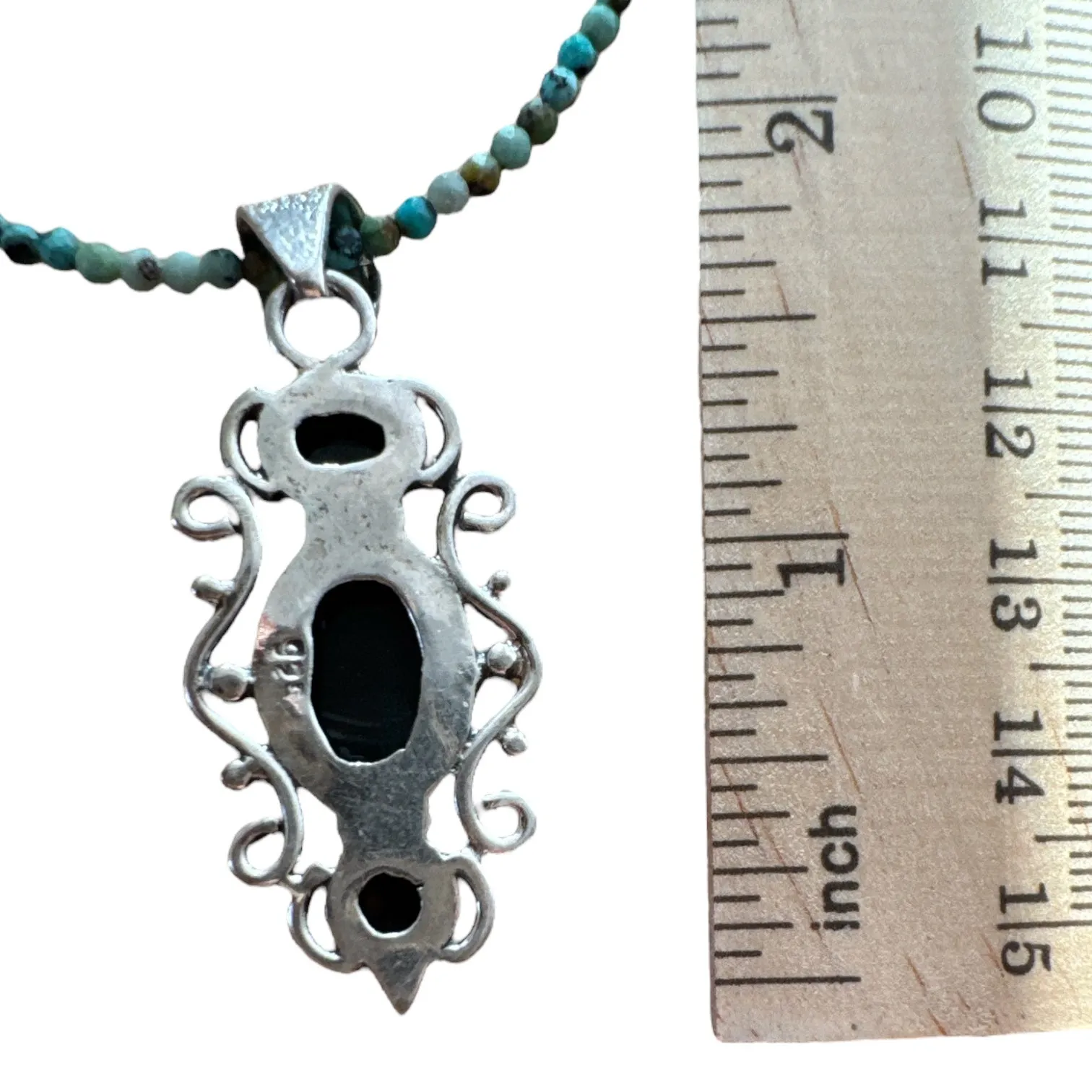 Black Onyx & African Turquoise Pendant Necklace