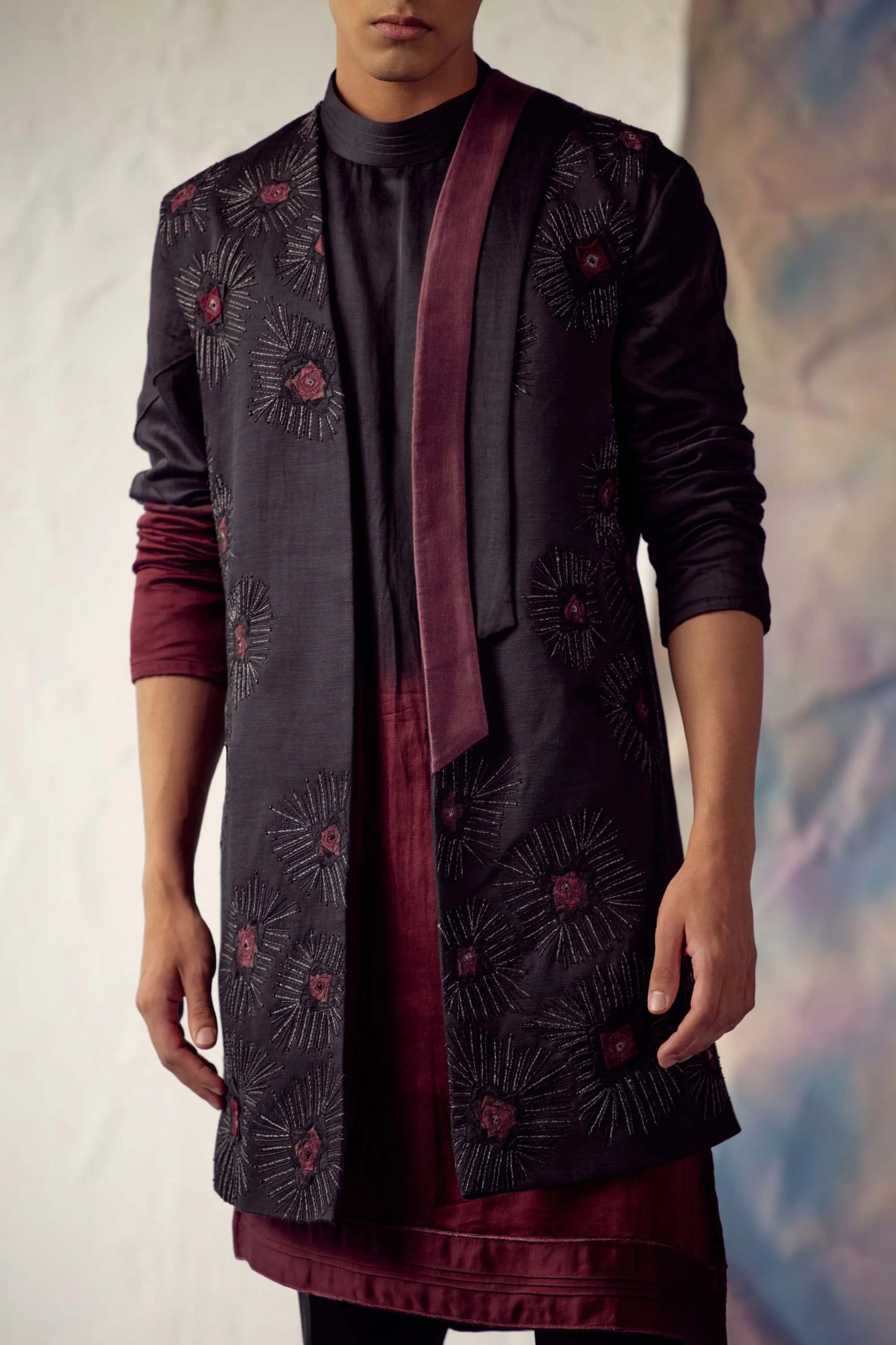 Black Shrug Kurta Set