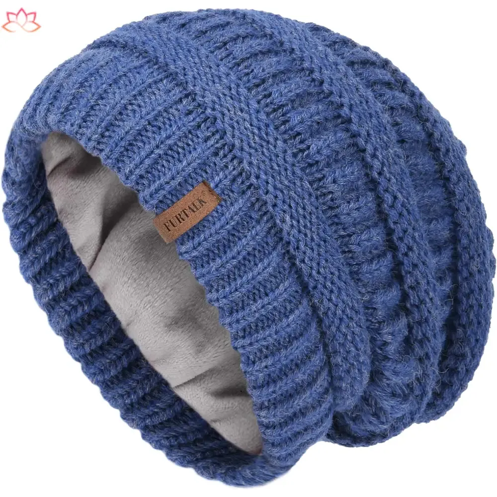 Black Slouchy Winter Hat Knit Beanie with Leather Detail