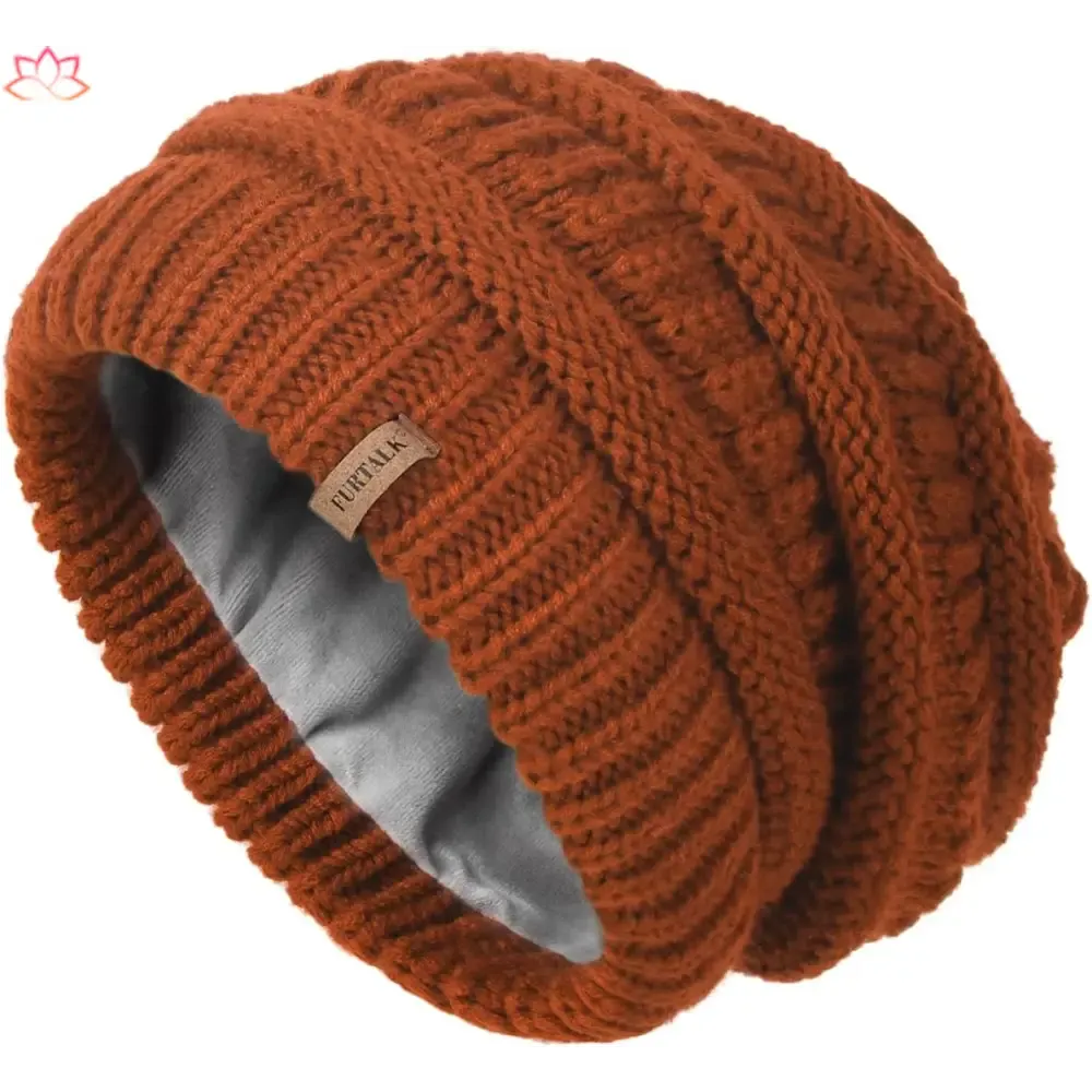Black Slouchy Winter Hat Knit Beanie with Leather Detail