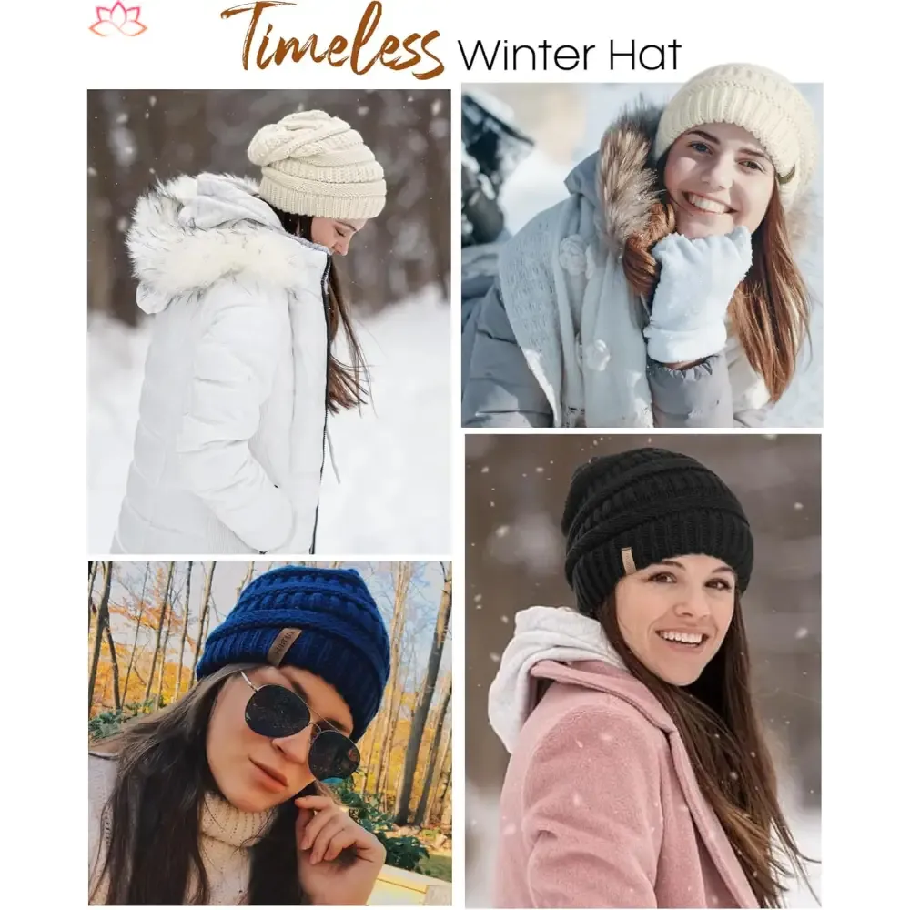 Black Slouchy Winter Hat Knit Beanie with Leather Detail