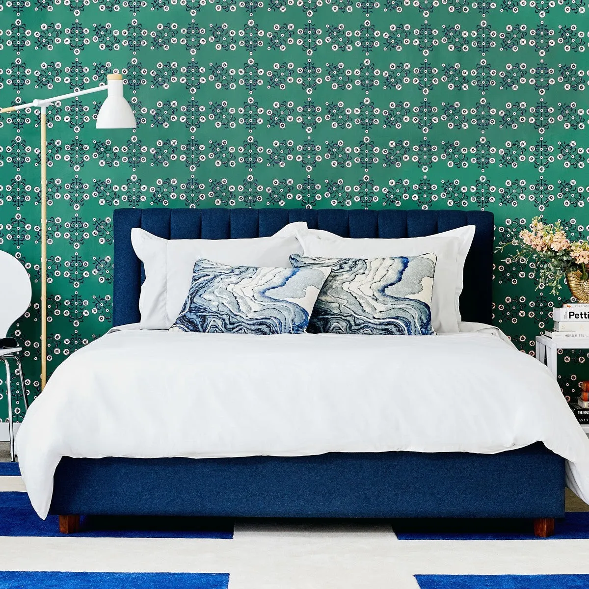 Block Print Floral Emerald BL473 Self-Adhesive Wallpaper