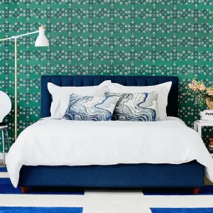 Block Print Floral Emerald BL473 Self-Adhesive Wallpaper