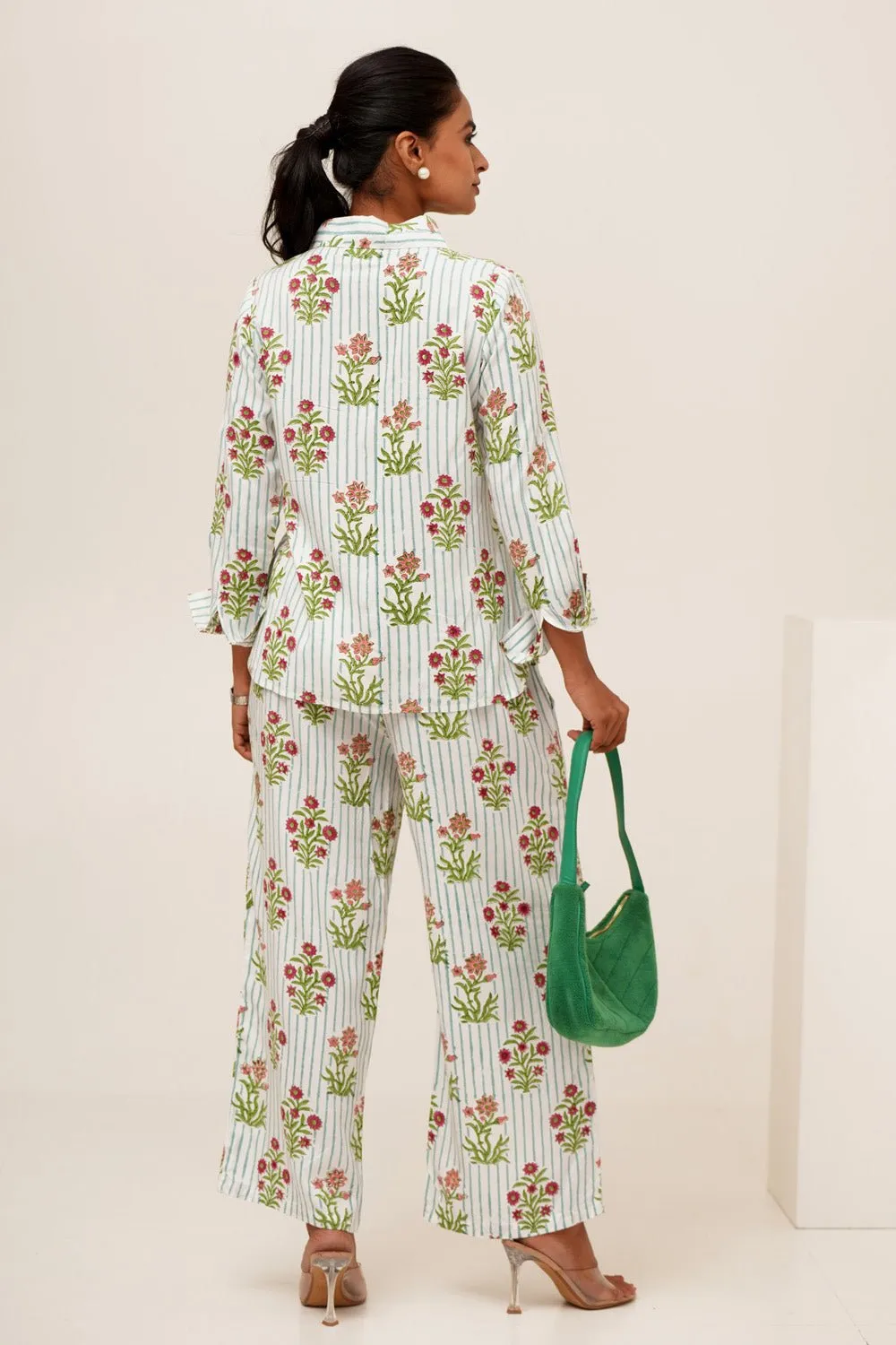 Bloom Cascade Hand Block Printed Modal Silk Co-Ord Set