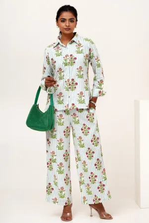 Bloom Cascade Hand Block Printed Modal Silk Co-Ord Set