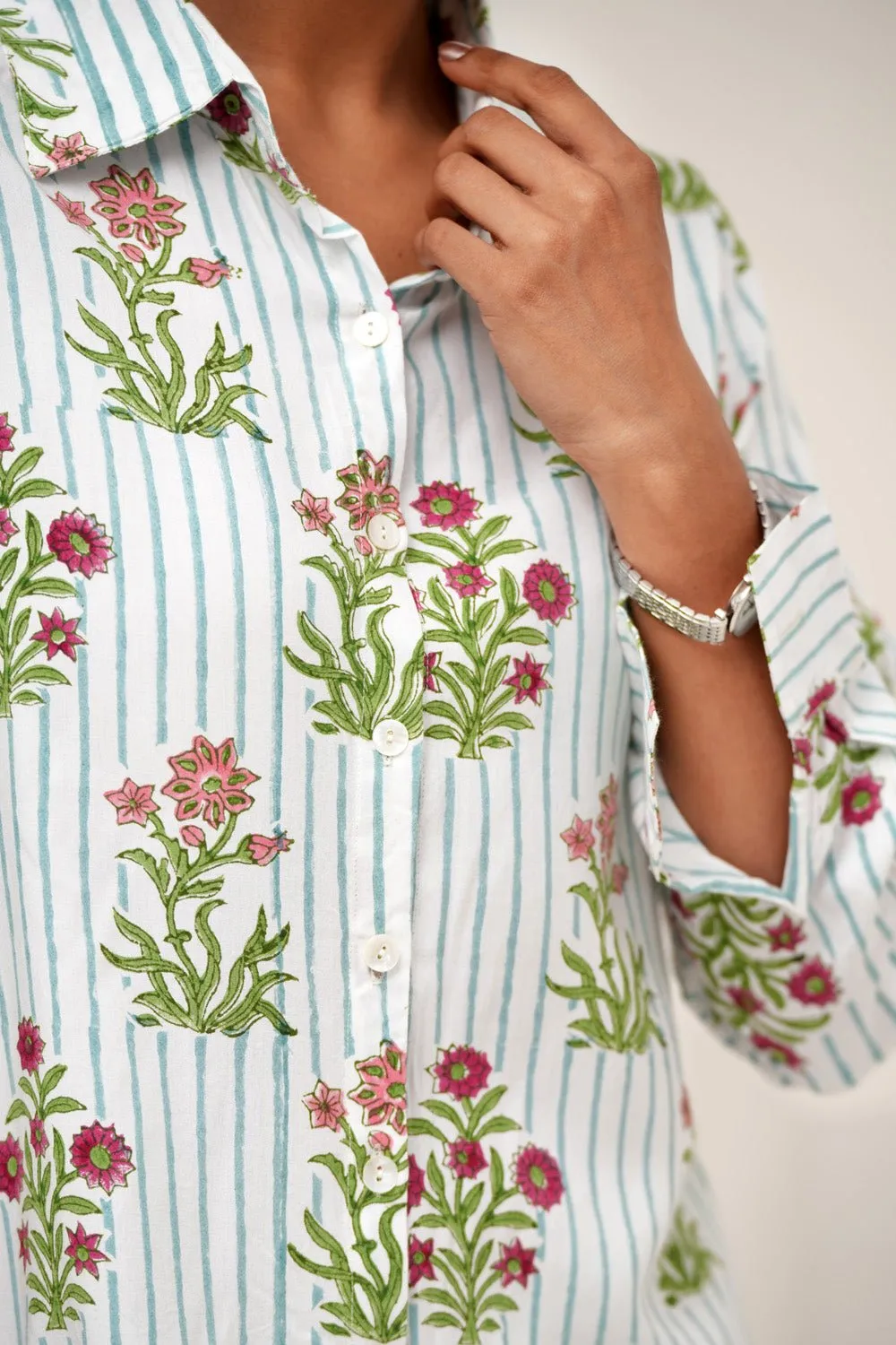 Bloom Cascade Hand Block Printed Modal Silk Co-Ord Set