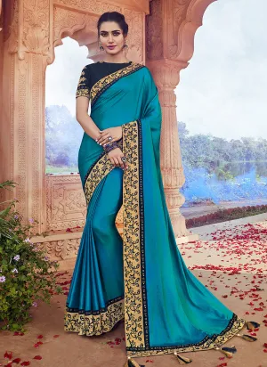 Blue And Black Multi Embroidered Saree