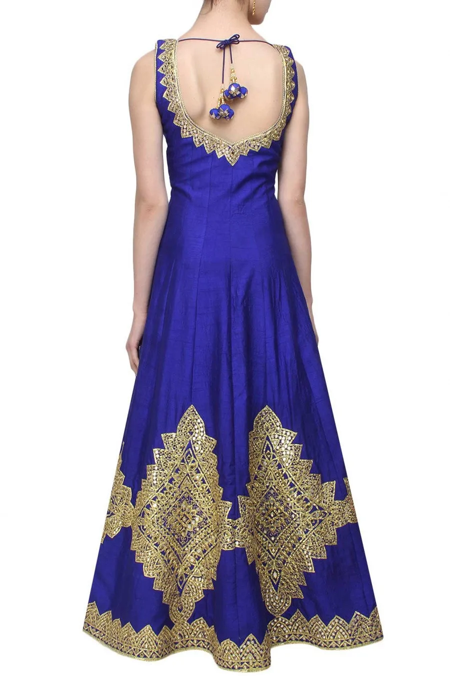 Blue color Mirror Embroidered Anarkali