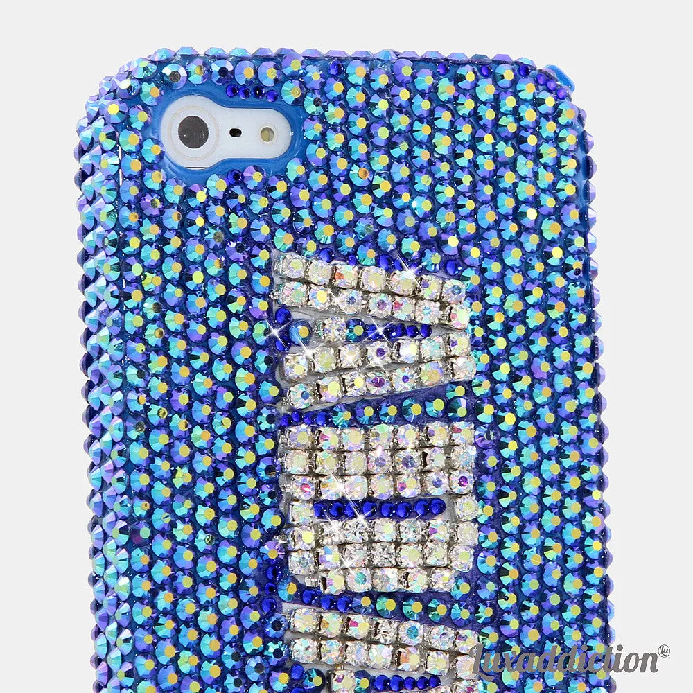 Blue with Clear Diamonds Personalized Name & Initials Design (style PN_1033)