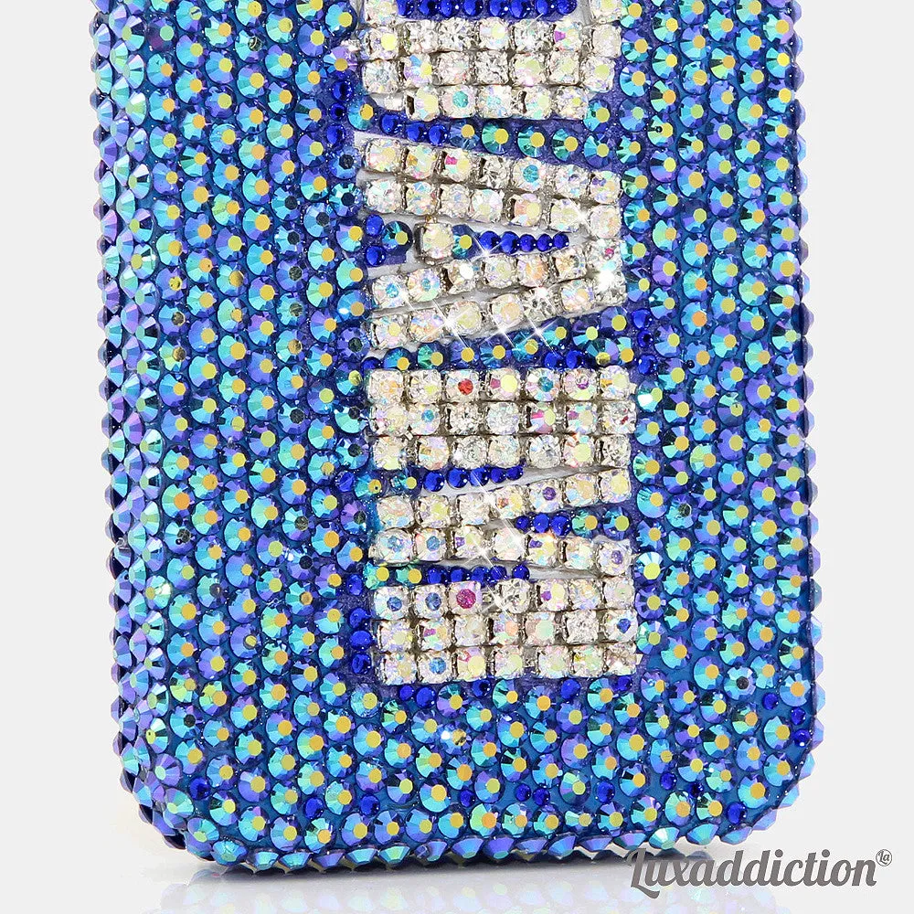 Blue with Clear Diamonds Personalized Name & Initials Design (style PN_1033)