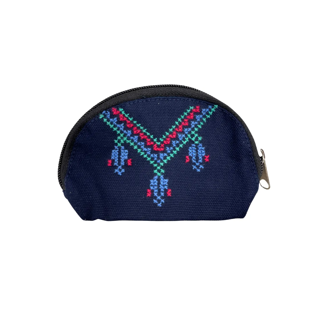 Blueberry Hand-Embroidered Coin Pouch (medium)